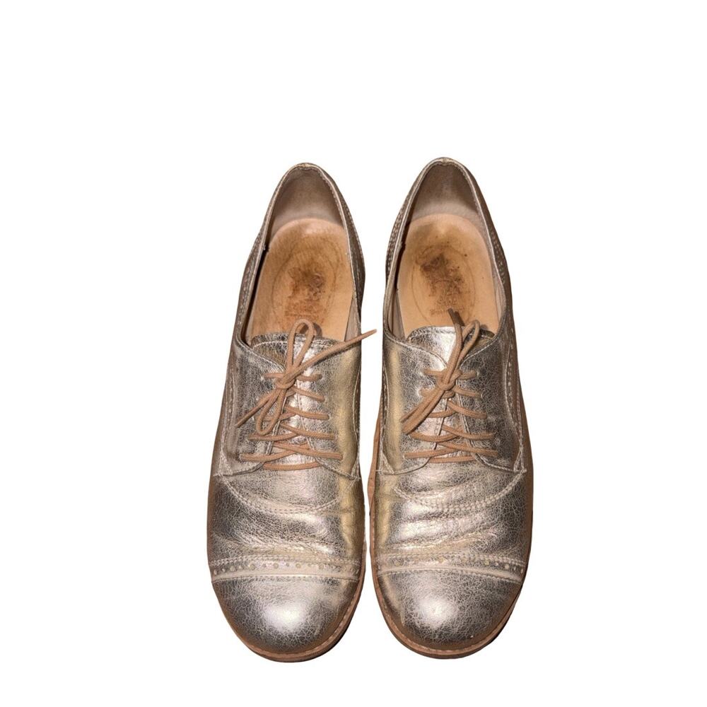 Embassy London Gold Metallic Leather Oxford Shoes   Size: EU 39 US 8